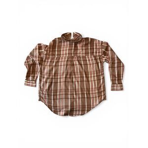 628 SO Brown Plaid Button Up Shirt Large